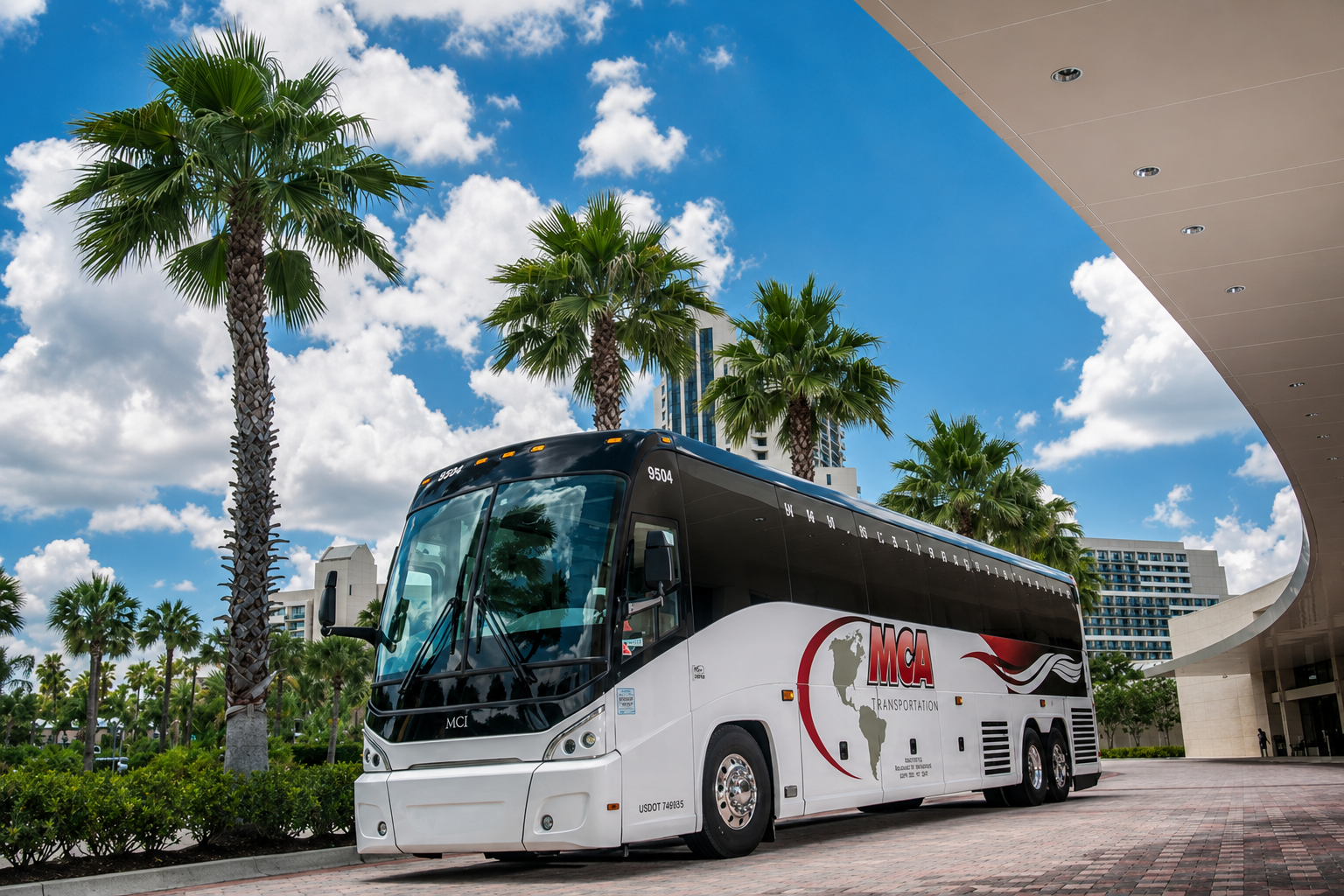 MCA Transportation luxury motorcoach in Orlando